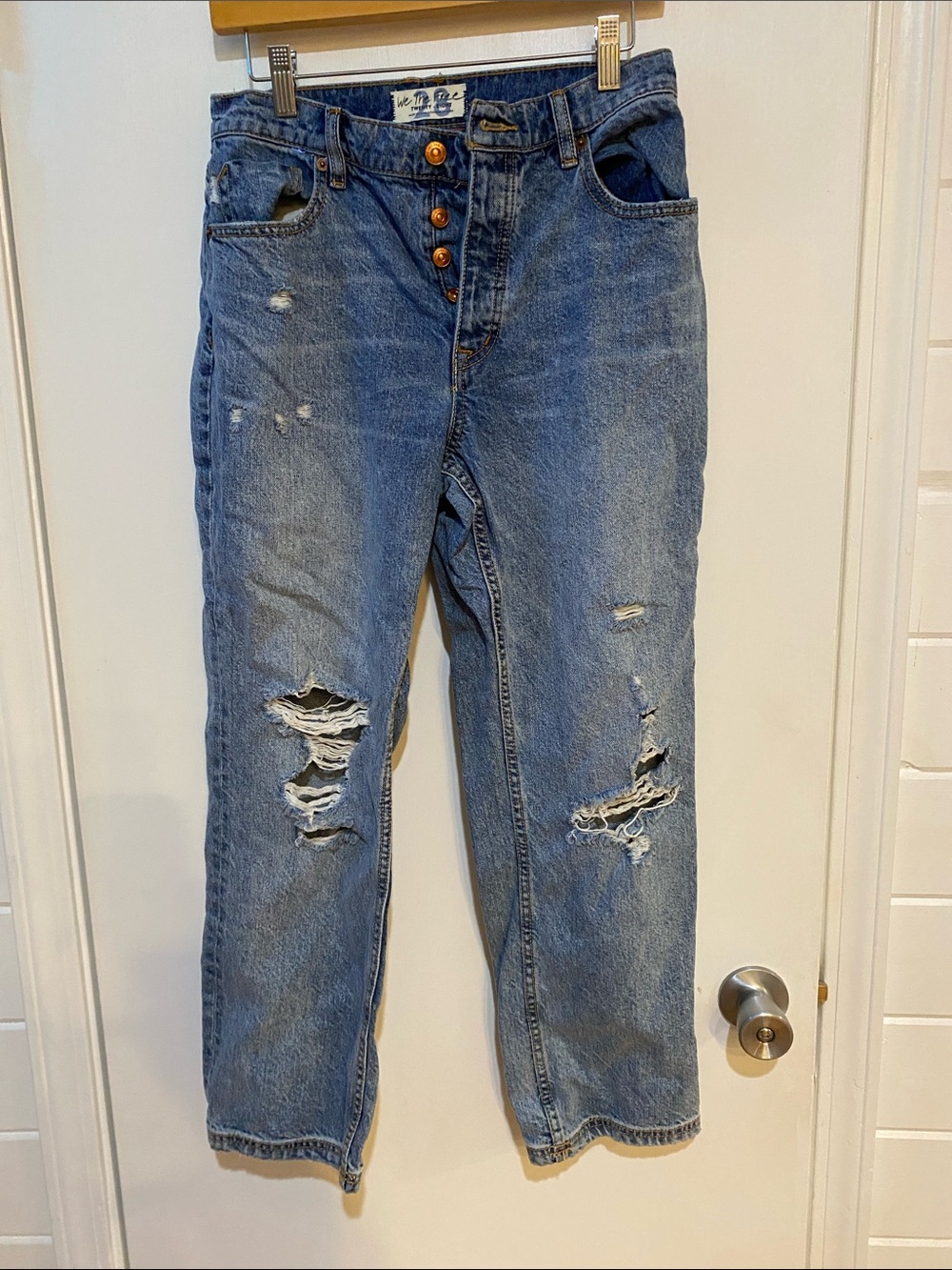 We The Free Light Blue Distressed Boyfriend Jeans